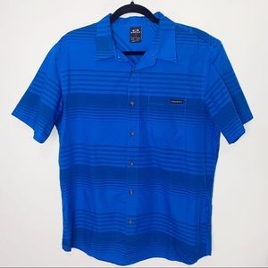Oakley Striped Button Up Shirt Blue Size Large